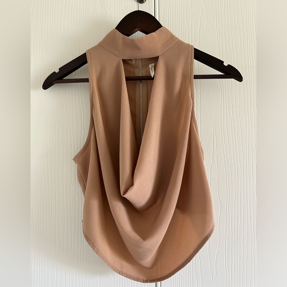 JW Signature Tan Drape Blouse